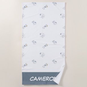Serviette De Plage cacahuètes   Snoopy & Woodstock Motif gris doux