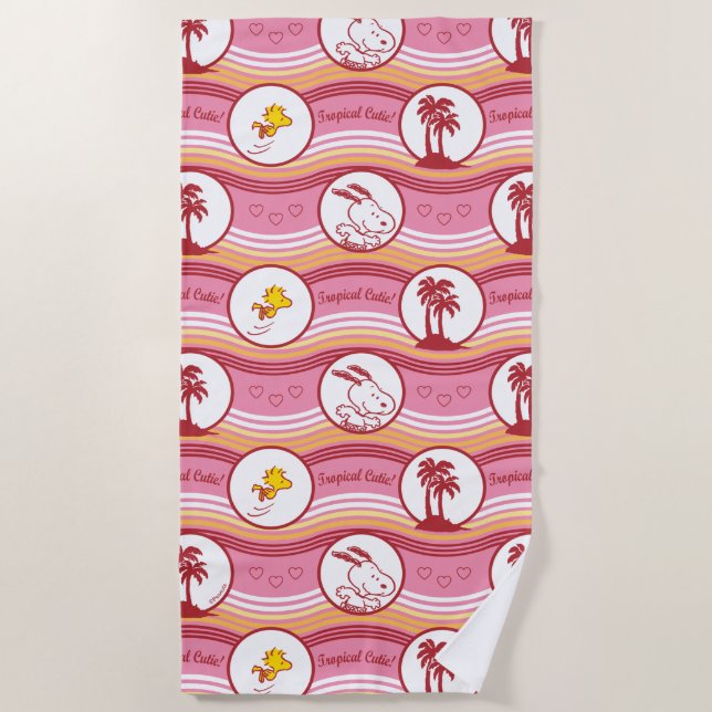 Serviette De Plage cacahuètes | Snoopy & Woodstock Tropical Cutie (Devant)