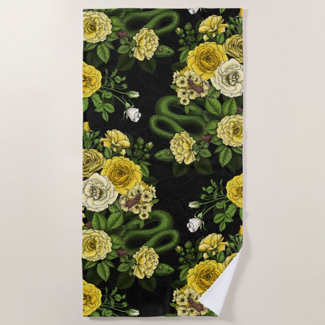 Serviette De Plage Caché en rose, jaune et vert (Devant)