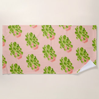 Serviette De Plage Cadeau amateur de plantes - pilea aquarelle plante
