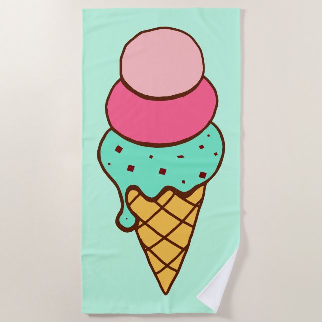 Serviette de plage Cadeau cornet de glace à la men (Devant)