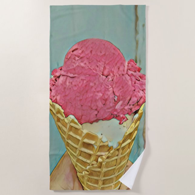 Serviette De Plage Cadeau d'anniversaire de crème glacée (Devant)