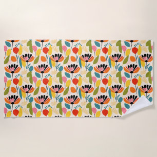 Serviette De Plage Cadeau d'anniversaire Fleur colorée sans couleur