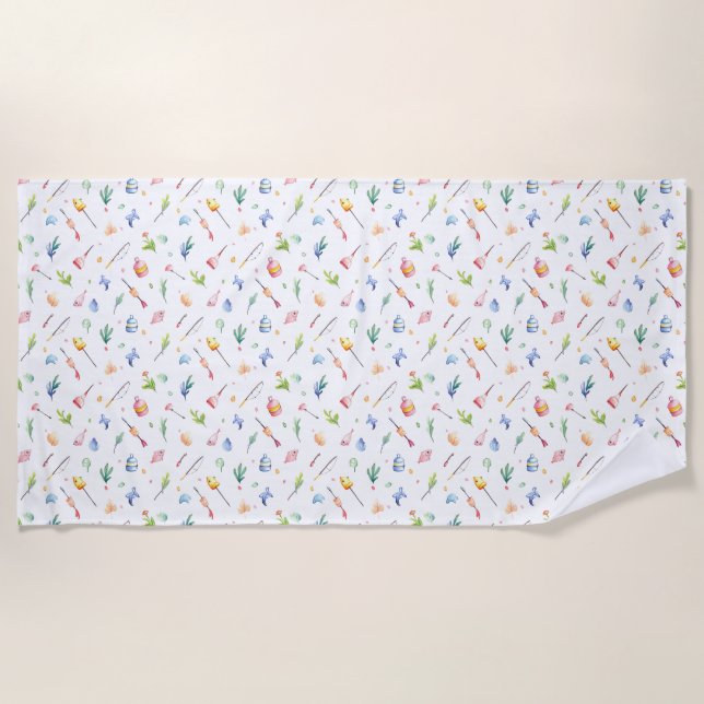 Serviette De Plage Cadeau d'anniversaire | J'aime la pêche (Devant)