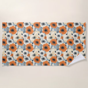 Serviette De Plage Cadeau d'anniversaire   Orange, blanc et noir sans