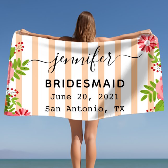 Serviette De Plage Cadeau de Bachelorette Fleur Vibrant (Vibrant Bloom Bachelorette Party Gift Beach Towel)