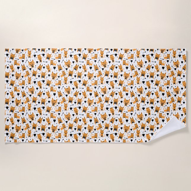 Serviette De Plage Cadeau de chat | Cute Chat Motif Enfant (Devant)