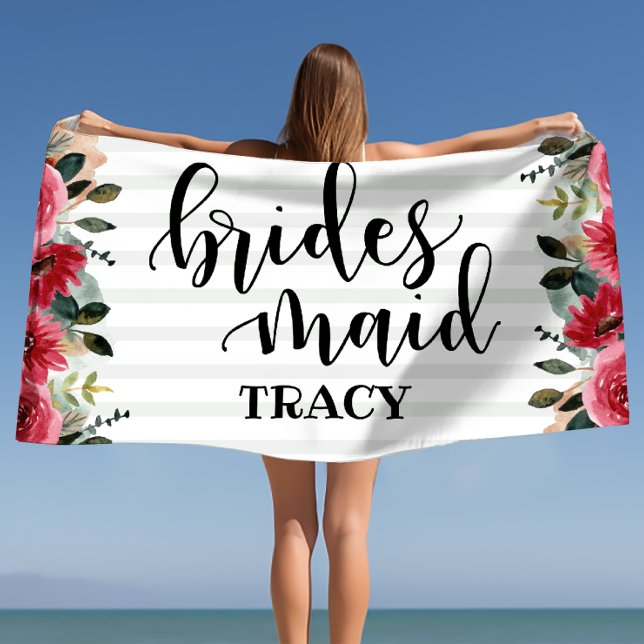 Serviette De Plage Cadeau de Demoiselles d'Honneur Enterrement de Vie (Bridesmaids' Gift Bachelorette Bridal Party Gift Beach Towel)