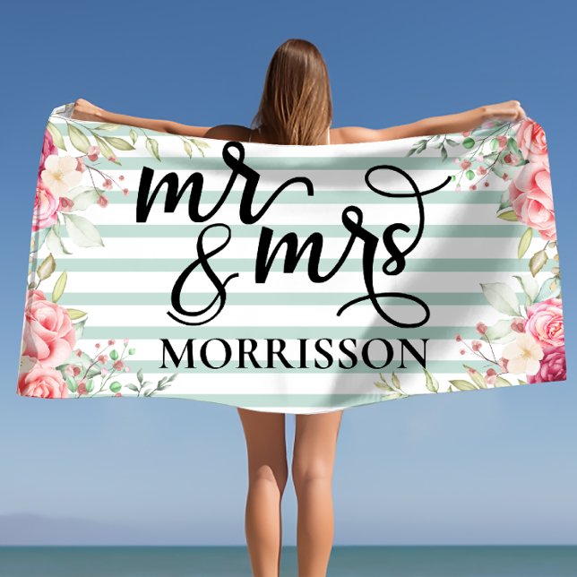 Serviette De Plage Cadeau de mariage de noces pour couple  (Newlywed Engagement Honeymoon Gift for Couple Beach Towel)