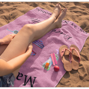 Serviette De Plage Cadeau de mariage fête sur la plage cocktail rose