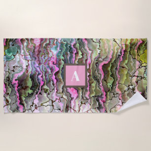 Serviette De Plage Cadeau de mariage moderne abstrait monogramme pour