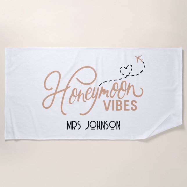Serviette De Plage Cadeau de mariage "Vibes de lune de miel" (Devant)
