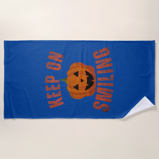 SERVIETTE DE PLAGE CADEAU D'HALLOWEEN CONTINUEZ À SOURIRE (Devant)