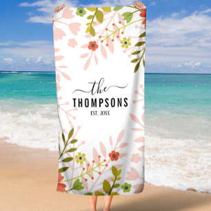 Serviette De Plage Cadeau Floral Mariage ou Anniversaire