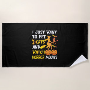 Serviette De Plage Cadeau Halloween   Je Veux Juste Pet Chats Anniver