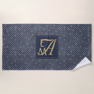 Serviette De Plage Cadeau mariage Monogramme Marine Balances de sirèn