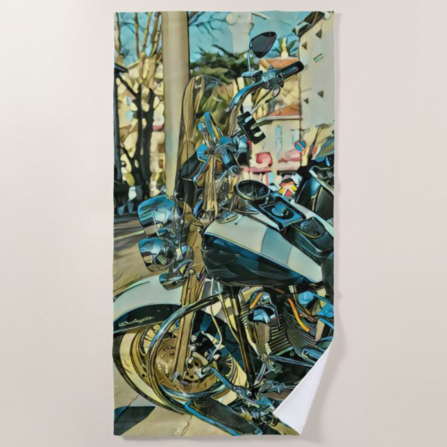 Serviette De Plage Cadeau moto (Devant)
