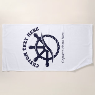 Serviette De Plage Cadeau nautique de bateau de capitaine personnalis