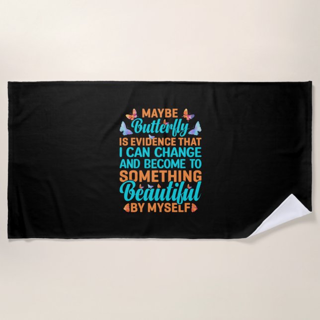 Serviette De Plage Cadeau Papillon | Peut-être papillon (Devant)