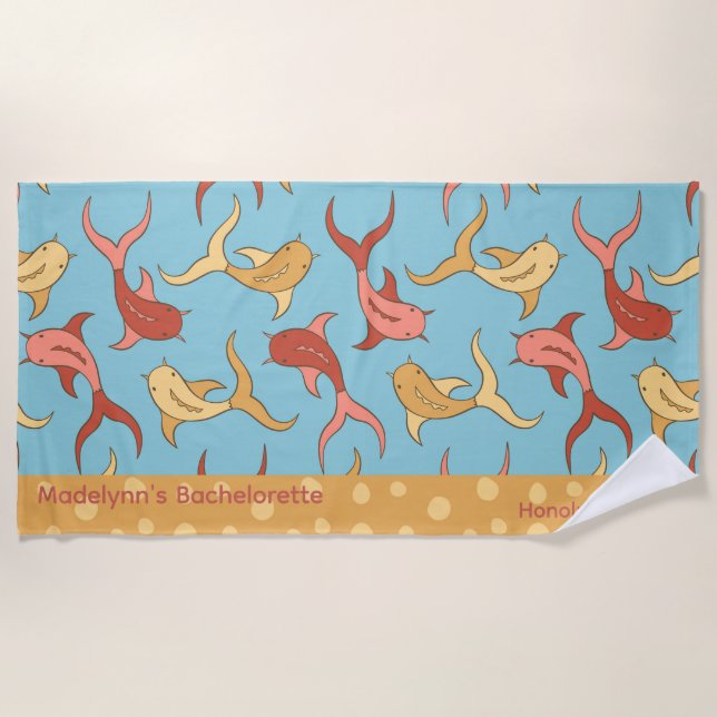 Serviette De Plage Cadeau personnalisé de mariage mignon poisson-koï (Devant)