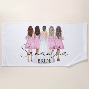 Serviette De Plage Cadeau personnalisé de mariée avec nom personnalis