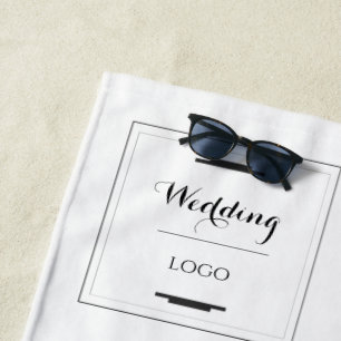 Serviette De Plage Cadeau Personnalisé Élégant de Mariage Moderne sur