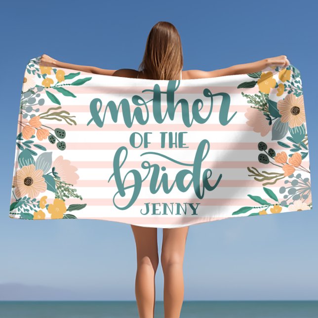 Serviette De Plage Cadeau Personnalisé pour la Mère de la Mariée Ente (Mother of the Bride Bachelorette Personalized  Beach Towel)