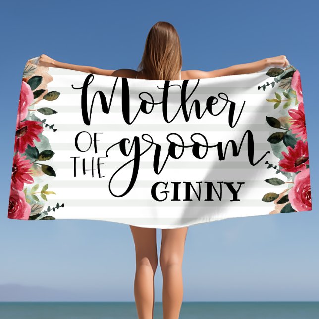 Serviette De Plage Cadeau personnalisé pour la mère du marié  (Mother of the Groom Bachelorette Personalized Beach Towel)