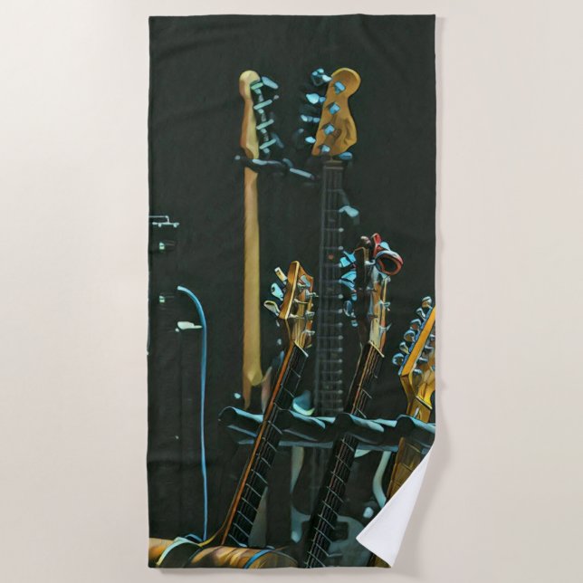 Serviette De Plage Cadeau pour ami guitariste (Devant)