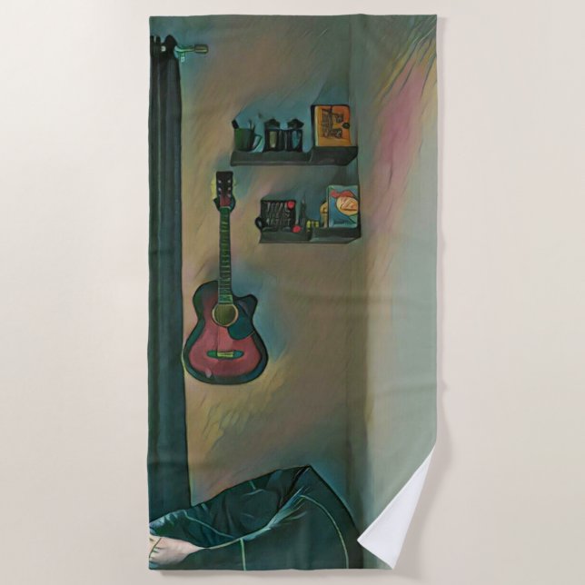 Serviette De Plage Cadeau pour guitariste (Devant)