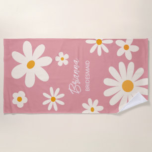 Serviette De Plage Cadeaux de demoiselle de Bridesmaid rétro margueri