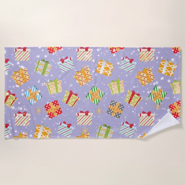 Serviette De Plage Cadeaux de Noël motif (Devant)