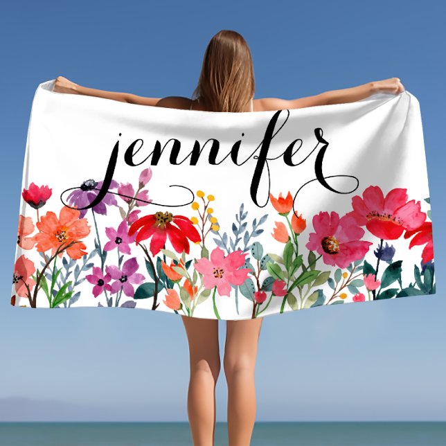Serviette De Plage Cadeaux de vacances Cabana Personnalisés Nom (Cabana Vacation Gifts Personalized Name Beach Towel)