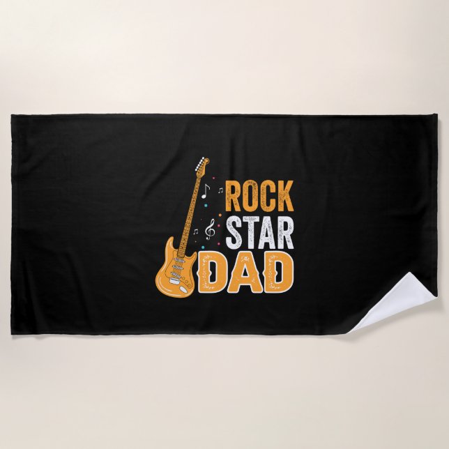 Serviette De Plage Cadeaux papa | Rock Star Papa (Devant)