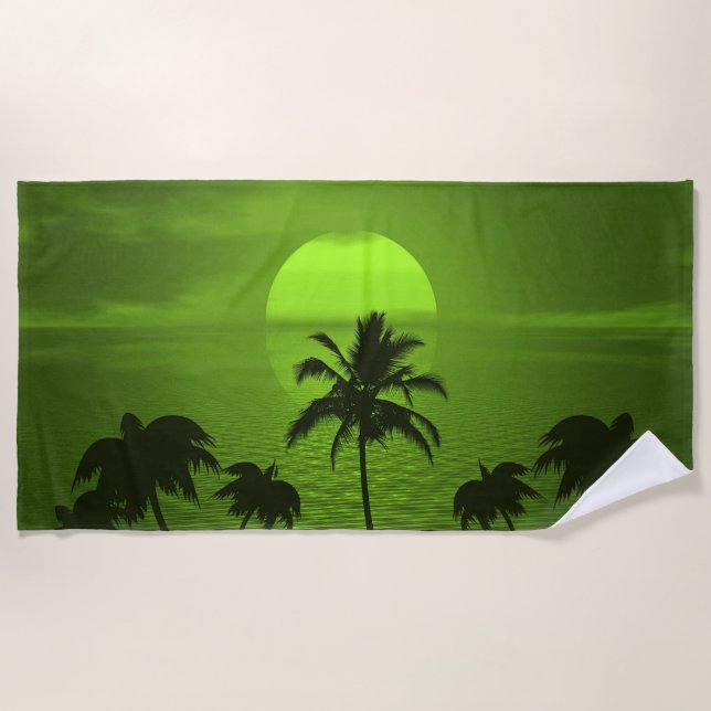 Serviette De Plage Cadre de Sun Green Tropics Palm Beach (Devant)
