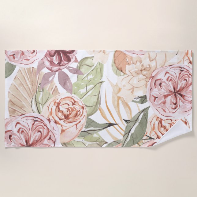 Serviette De Plage Cadre Floral (Devant)