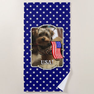 Serviette De Plage Cadre photo personnalisé USA American Flag Patriot