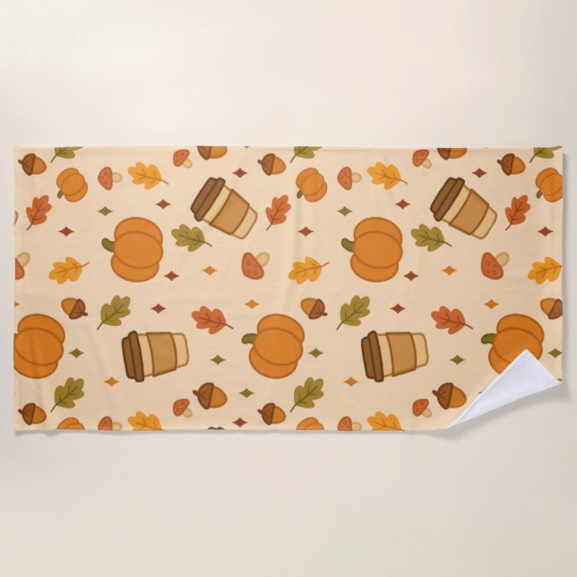 Serviette De Plage Café d'automne (Devant)