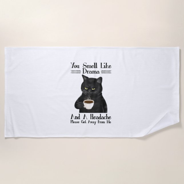 Serviette De Plage Café En Chat Noir Vous Sentez Comme Un Drame Et Un (Devant)