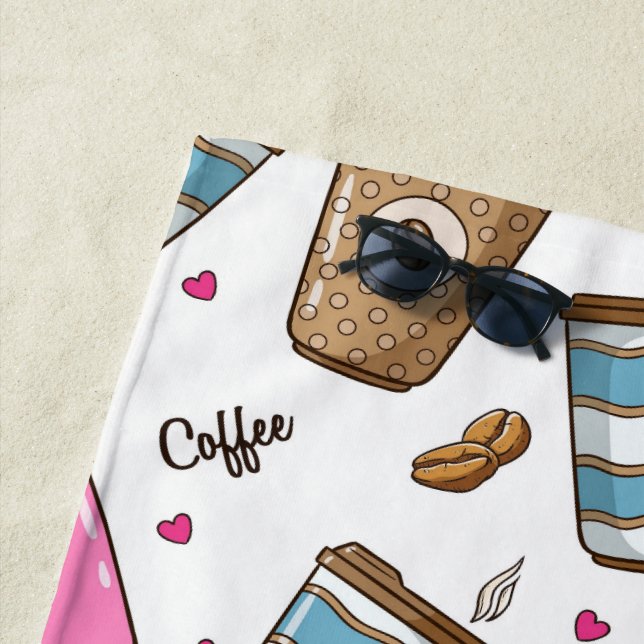 Serviette De Plage Cafés, Haricots, Coeurs, Amateur De Café (En situation)