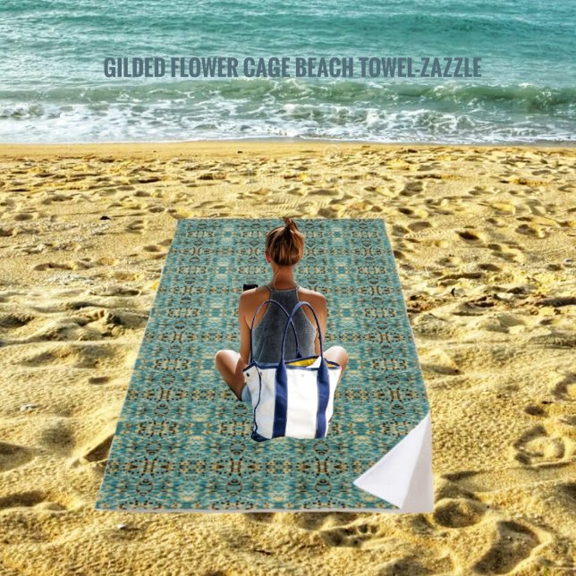 Serviette De Plage Cage de fleurs dorées (Créateur téléchargé)