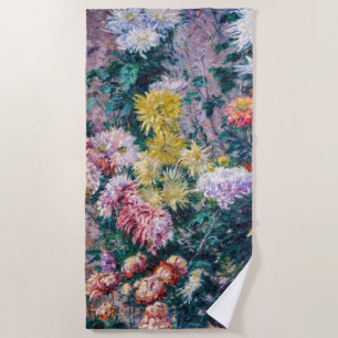 Serviette De Plage Caillebotte - Chrysanthèmes blanc et jaune