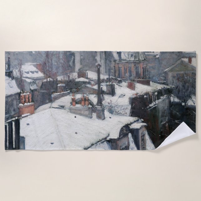 Serviette De Plage Caillebotte - Toits dans la neige (Devant)