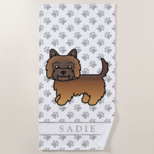 Serviette De Plage Cairn Terrier Bringé Rouge Chien de Dessin Animé M