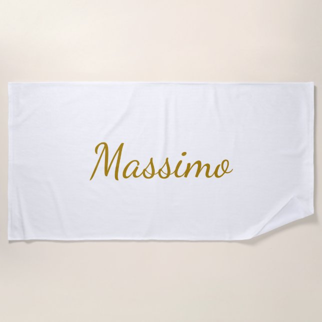 Serviette De Plage Calligraphie de couleur or élégante simple et sobr (Devant)