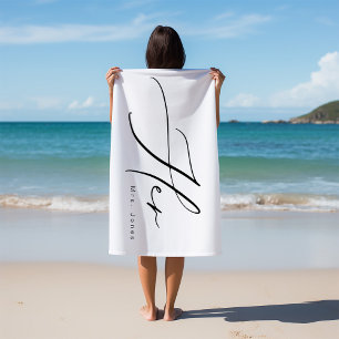 Serviette De Plage Calligraphie moderne Lune de miel