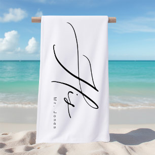 Serviette De Plage Calligraphie moderne Sa lune de miel
