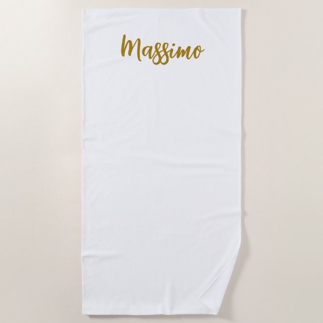 Serviette De Plage Calligraphie Professionnel Élégant Couleur Or (Devant)