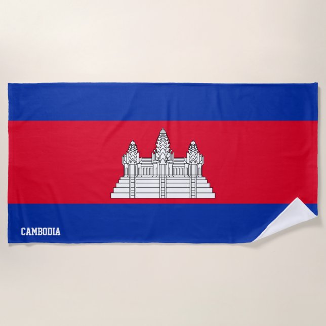 Serviette De Plage Cambodge Drapeau splendide patriotique (Devant)