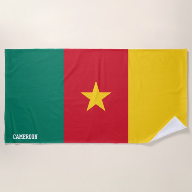 Serviette De Plage Cameroun Drapeau splendide patriotique (Devant)